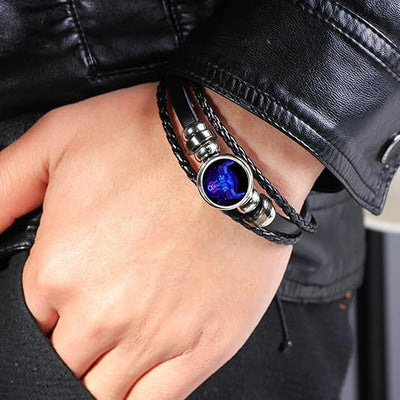 🔥Zodiac Constellation Black Leather Guardian Bracelet 🔥✅