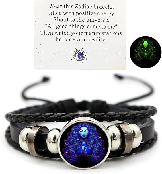 🔥Zodiac Constellation Black Leather Guardian Bracelet 🔥✅
